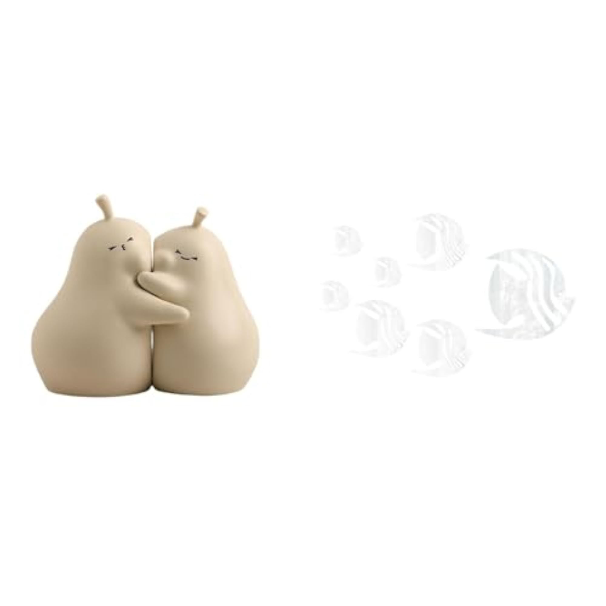 Hugging Pear Ceramic Bookend and Acrylic Fish Mirror Wall Decals