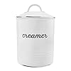 AuldHome Design Enamelware White Creamer Canister Rustic Distressed Style Coffee Accessory Storage for Kitchen