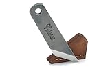 Valance Mini Kiridashi knife right hand, small pocketknife kiridashi 1095 high carbon steel small fixed blade knife with blued finish and leather sheath, Hand crafted in USA.