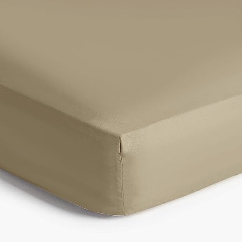 Imperial Rooms Brushed Microfibre Fitted Sheet 25 CM Easy Care Soft Bed Sheets Fade Resistant (Beige, Double)