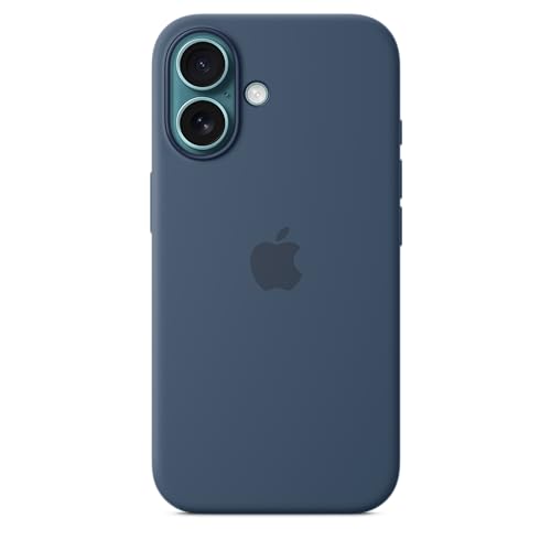 Image of Apple iPhone 16 Silicone Case with MagSafe and Camera Control: Lightweight Phone Case, Wireless Charging Compatible, Smooth Matte Finish; Denim