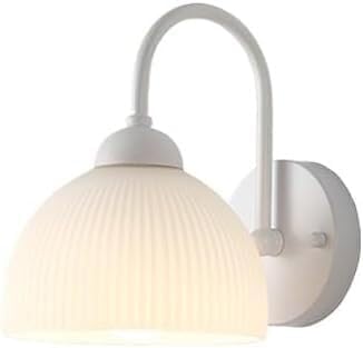 KBUUKYYXouy Milk White Glass Wall Sconce Dome Shade Modern Wall Light Nordic Bathroom Vanity Lighting Fixtures Gooseneck Farmhouse Wall Mounted Lamp for Bedroom Living Room Bedside Kitchen