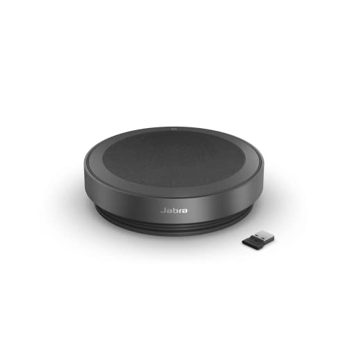 Image of Jabra Speak2 75 Wireless Bluetooth Speakerphone with USB-A Bluetooth Adapter, 4 Noise-Cancelling Mics and Full-Range 65mm Speaker - Certified for Zoom and Google Meet - Dark Grey