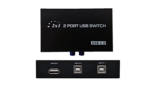 ULTRABYTES Printer Sharing Switch 2 Ports USB 2.0 Selector Switch for PC Sharing Switch Box Computer Scanner Printers Projector Camera and Keyboard