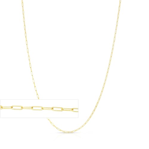 Floreo 14K Yellow Gold 1.2mm Solid Paperclip Link Chain Necklace