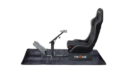 Image of TRONE RS1 Aero Black Racing Simulator Gaming Chair with Adjustable Cockpit & Mesh Seat SteadyMat Premium Floor Mat Combo | Compatible with Logitech PXN V10, V99,G923, G29, G920 | Xbox, PS, PC