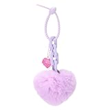 QUARKZMAN Llavero De Corazón Peluche De 9.1', Pelo Artificial De Conejo Pompón De Pelo Falso Esponjoso Para Llavero De Coche, Decoración Mochila O Cartera, Hebilla, Morado