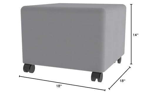 Image of Sprogs 12 inch H Structured Cube Stool -Flexible Modular Collaborative Soft Seating for Office, Home, Lounge and School Classrooms with Durable Frame & Set of 2 inch Casters Add-on -Orange