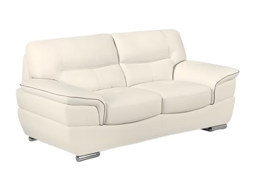 Venta-unica - Sofa 3+2 Sitzer aus Leder Thibault - Elfenbeinweiß – Bild 4