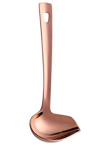 Anller 8.7 inch Small Ladle Gravy Ladle, Saucier Drizzle Spoons, 304 Stainless Steel, Sauce Ladle with Pouring Spout for Sauces, Rosegold