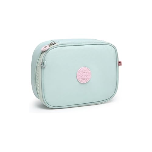 Estojo Quadrado Tie Dye Verde, Poliéster, 26x16,5x6cm, 2,5 Litros, com Elásticos para Organização, Bolso de Redinha