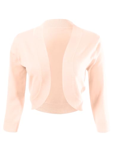 Image of Allsense Women's 3 /4 Sleeve Bolero Shrug for Dresses | Open Front Cropped Cardigan, Lightweight Knit Dress Cover Up