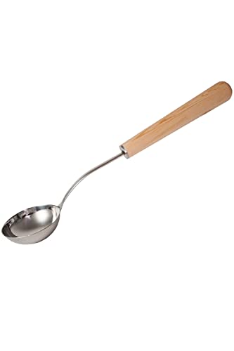 【MILAAM】サウナ ロウリュ用 ラドル「LIN」 柄杓 ひしゃく SAUNA LADLE 約44cm お玉(シルバー) 持ち手(ナチュラル)