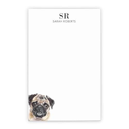 Amazon.com: Pug Monogram Note Pad For Gifts, Choose Your Dog Breed ...
