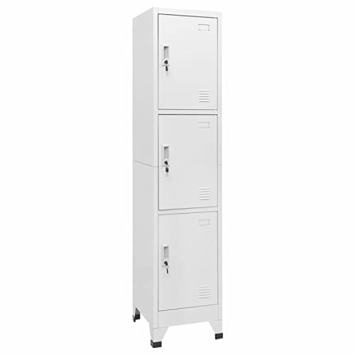 IKAYAA Casiers vestiaires, casiers métalliques avec 3 casiers et portes avec serrure, pour salons, écoles, chambres et bureaux 38 x 45 x 180 cm