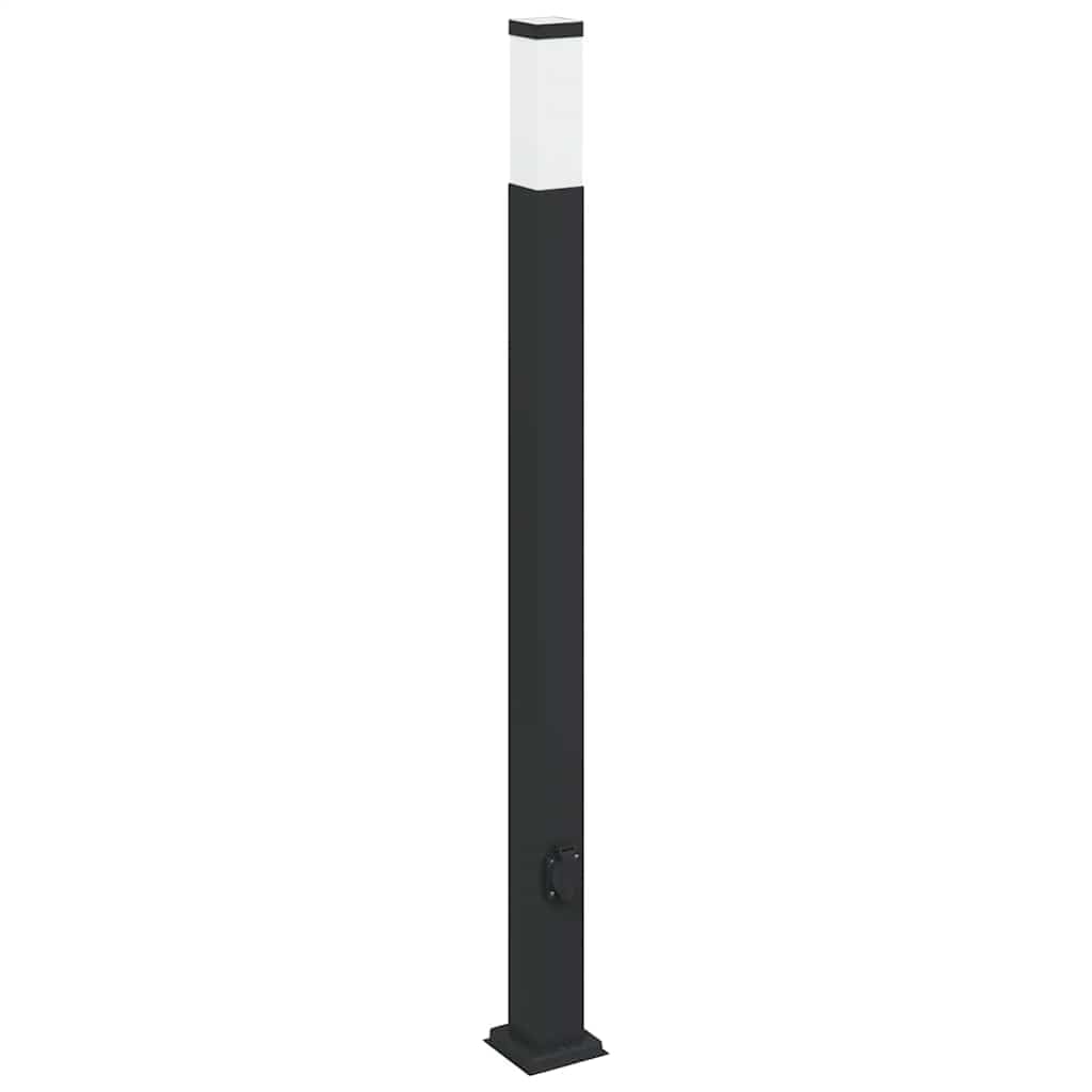 Vidaxl Black Bollard Light With Outlet 110 Cm Ip44