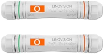 LINOVISION Long Distance Outdoor PoE Extender, Max 2600ft (800m) Power and Data Transmission Over Cat5E/Cat6 IEEE 802.3af/at Waterproof PoE Extender, PoE Repeater for IP Cameras, VoIP Phone (2 Pack)