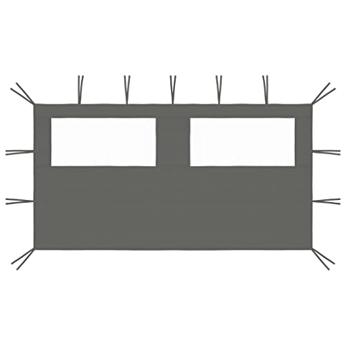 vidaXL Pavillon Seitenwand mit Fenstern Seitenteil Seitenplane Zeltplane für Partyzelt Gartenzelt Festzelt Pergola 4x2m Anthrazit 70g/m²