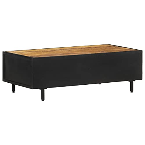 Table basse bois manguier brut authentique et acier de style industriel
