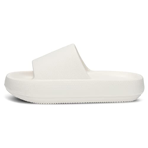 Dirk Slides For Women And Men Sandals Pillow Slippers Shower Shoes Cushioned Cloud Slides,White,6 Women/4 Men #TOP2