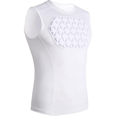 Legendfit Adult Baseball Football Chest Protector Padded Compression Shirt Support Softball Lacrosse Heart Sternum Guard White Cover