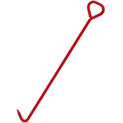 Therwen 1 Pcs Manhole Cover Hook 36 Inch with 5/8" Hex Alloy Steel Rigid Heavy Duty Manhole Cover Lifter with Inline Handle for Lid Puller Moving(Red)