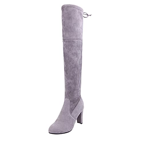 Les talons pour femme Bottes longues Chaussures de confort Bottes d'hiver pour femme Bottes de fille 36/37, gris, 41 EU
