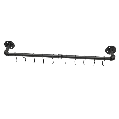 MUCKLILY 1 Set Industrial Wall Mounted Pot and Pan Rack with Hooks Kitchen Hanging Utensil Rack for Space Saving Organization Versatile and Easy to Use Cookware Holder