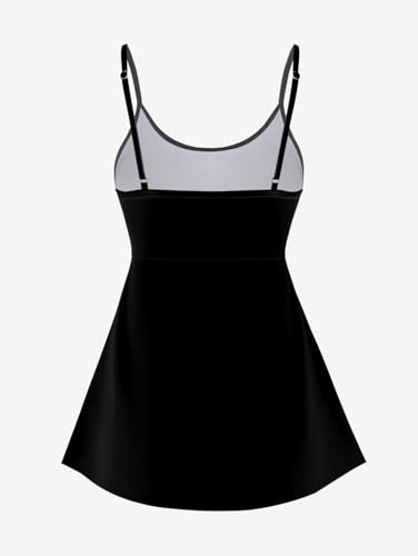 ROSE GAL Rosegal Plus Size Women Gothic Tummy Control Tankini Swimsuit Skull Glitter Print Boyleg Padded Tankini Swimwear2