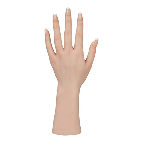 Minaky Modèle de Main en Silicone - Pratique de l'onglerie et du tatouage Modèle de main en silicone flexible et réaliste avec os intégrés, pour la peinture, bijoux etc, Main gauche Cover