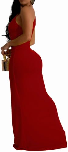 Image of SxClub Formal Dress for Women Cocktail Sexy Bodycon Sleeveless Evening Party Floor Length Long Prom Dresses