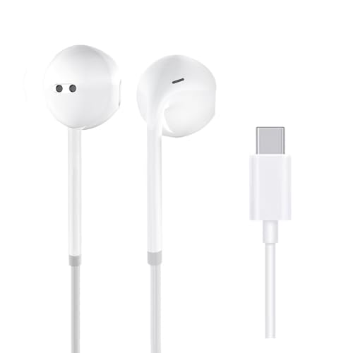 Earphones Wired Headphones In Ear|USB C Headphones|In Ear Wired Earbuds|Wired Type C Earphones with Microphone and Volume Controller|Type C Earphones Wired|Hi-Fi Stereo Noise Earbuds - White -1 Pack
