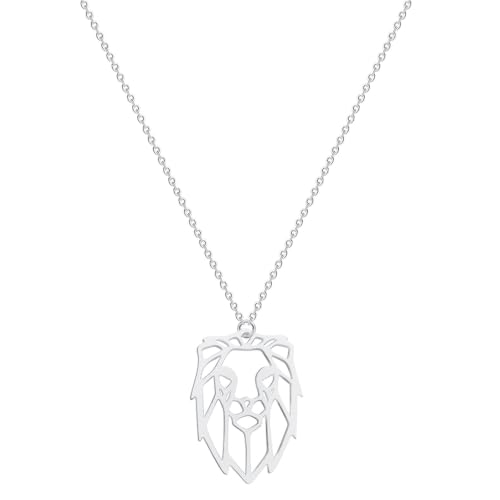 Pendentif vintage du zodiaque lion au design origami géométrique
