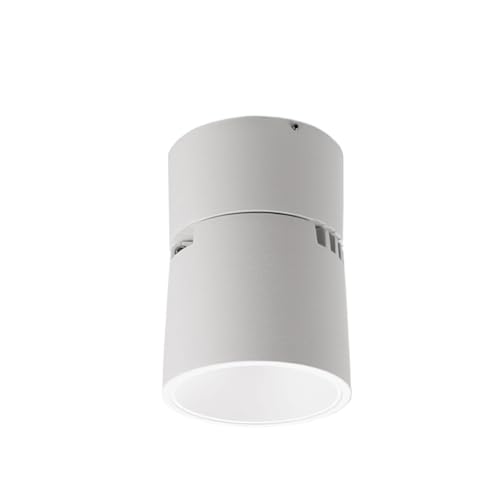TCHAUSGZOZ Foco expuesto de luz neutra ajustable COB, lámpara decorativa personalizada con cabezal oscilante LED for sala estar, lectura moderna for protección los ojos en el hogar(White,7w)