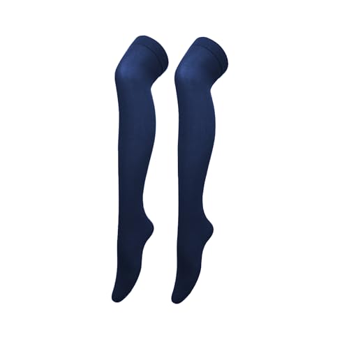 Image of Women's Opaque Stretchy Nylon Over Knee Thigh High Stockings Costume Socks