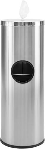 Waste Wise Stainless Steel Floor Stand Wipe Dispenser with Built-in Trash Can: Fits Wipes on Rolls - Perfect for Gyms, Schools/Daycares & Commercial Facilities