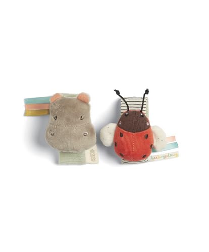 Mamas & Papas Baby/Toddler 2 Pack Wrist Rattle - Babyplay Hippo/Ladybird