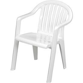 GROSFILLEX INC Resin Lowback Stacking Outdoor Armchair - White - Lot of 4