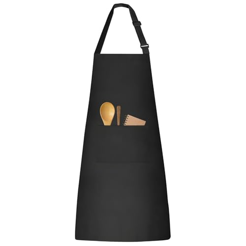 KATLKIU Grembiule Impermeabile 80x70 cm – Regolabile con Tasche Multiuso per Uomo e Donna, Perfetto per Cucina, BBQ, Giardinaggio, Bar, Ristorante, Caffetteria e Parrucchiere