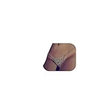 Women Sexy Rhinstone Underwear Thong Panties Tassel Leaf Pendant Crystal Body Chain Jewelry Bikini Crystal Belly Waist Chain (Silver)