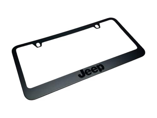 Jeep Stealth Blackout License Plate Frame - Black with Black Script Logo
