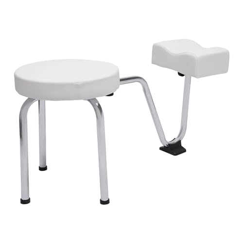 Pedicure Stool with Footrest, Leg Rest Pedicure Foot Rest Stand, Height(0-7.9inch) & Length(0-2inch) Adjustable, Salon Use Manicure Nail Station for Spa Beauty Salon, Soft and Resilient, White