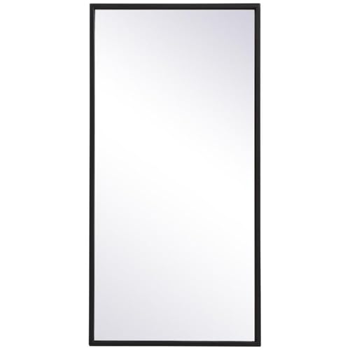 Pemberly Row 28" x 14" Rectangle Metal Frame Mirror, Black