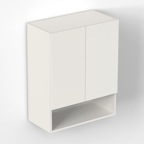 Image of BLUEWUD Opryt with Shelf Kitchen Cabinet Rack, Wall Mounted Storage Crockery Cabinet Unit for Kitchen Utensils, Jars, Spices, Space Saving Modular Cupboard for Home & Kitchen DIY (White)