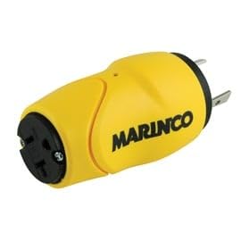 Marinco Straight Adapter, 30A Male - 15A Female