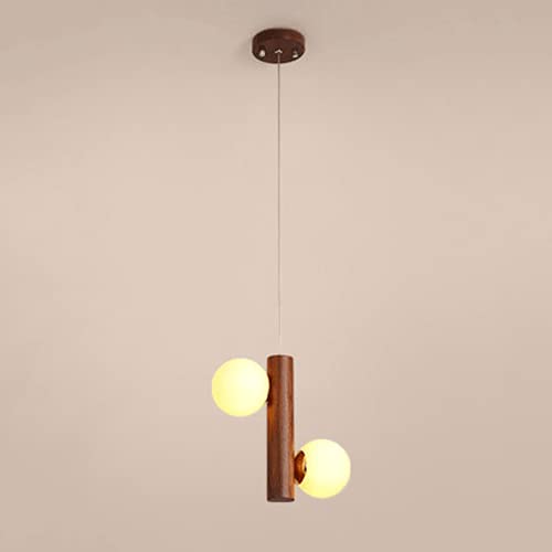 Luces colgantes de madera y bola de cristal blanco minimalistas