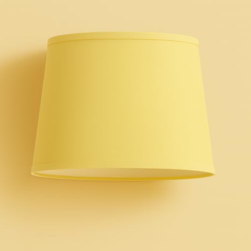 30 cm Lampenschirm, Baumwollstoff mit weißer PVC-Rückseite, handgefertigtes Produkt, für Tischlampe, Stehlampe (Gelb)