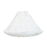 baotongle Women's Petticoat Skirts Tulle Underskirts Puffy Chiffon Half Slips Fluffy Ballet Dress for Women (US, Alpha, One Size, Regular, Short, Standard, White)