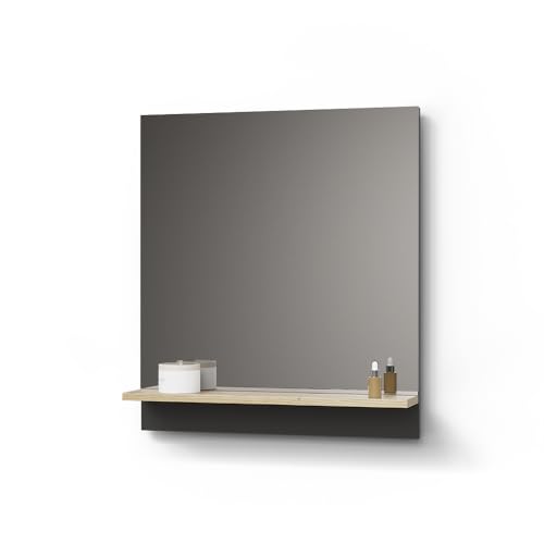 Livinity Badspiegel Timavo, Anthrazit, 60 x 67 cm mit Regal