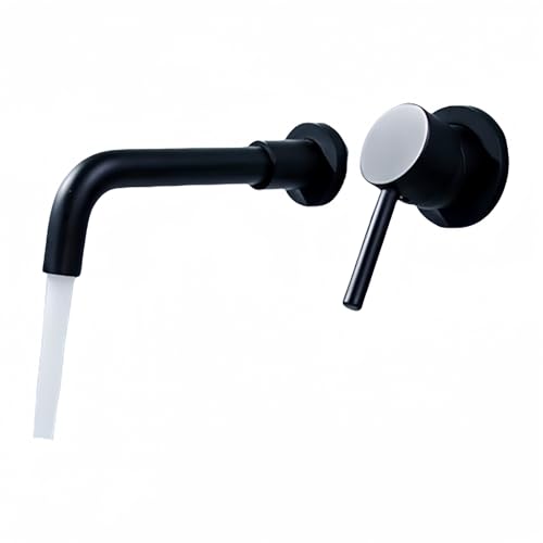 Robinet monobloc mural double trou noir lavabo encastré mitigeur suspendu chaud froid